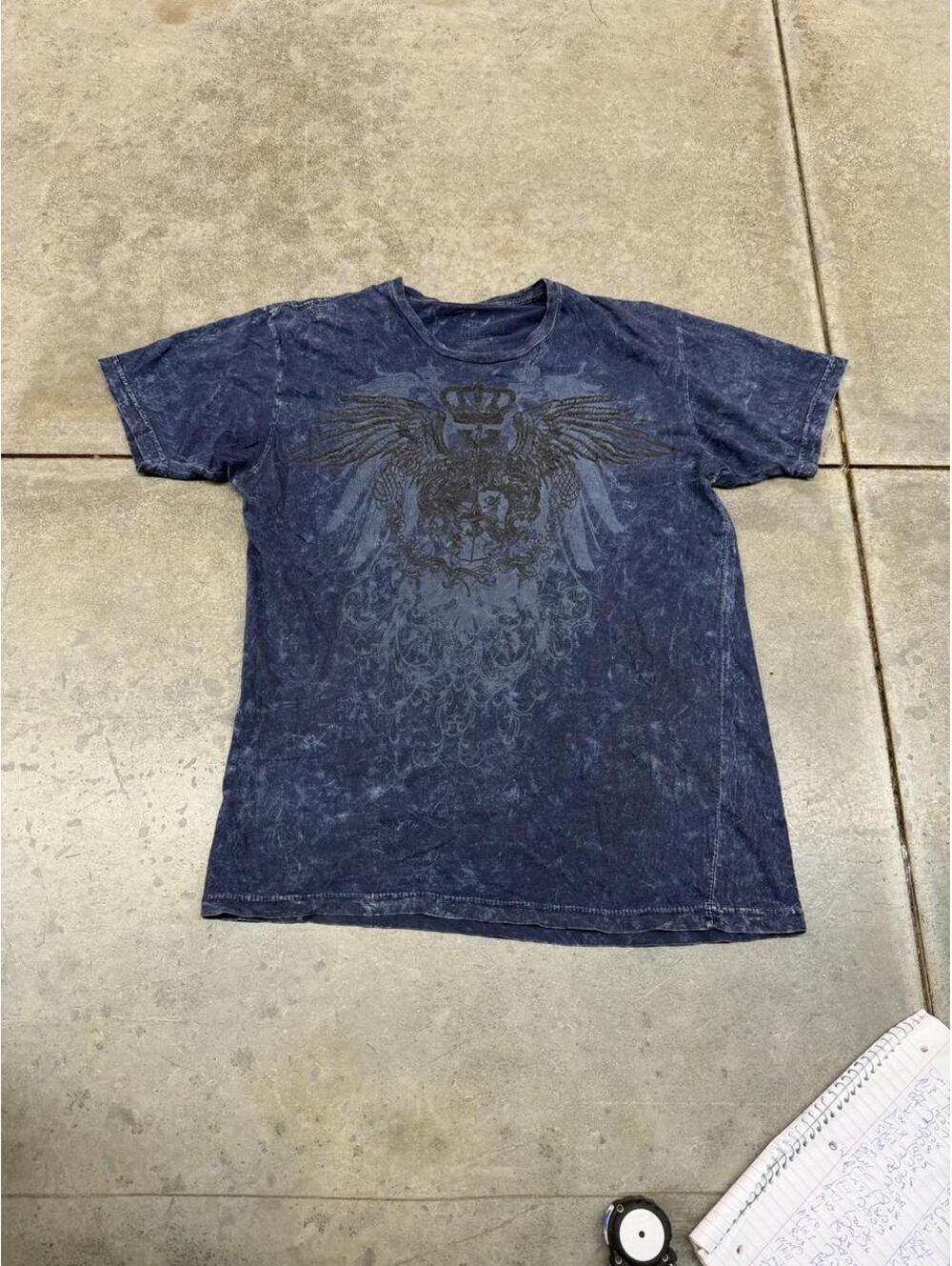 vintage eagle with wings cross crown apt 9 navy shirt size large